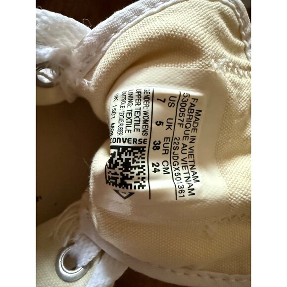 Converse All Star White Canvas Low Cut Sneakers Womens Size 7 Lace Up - Picture 7 of 10